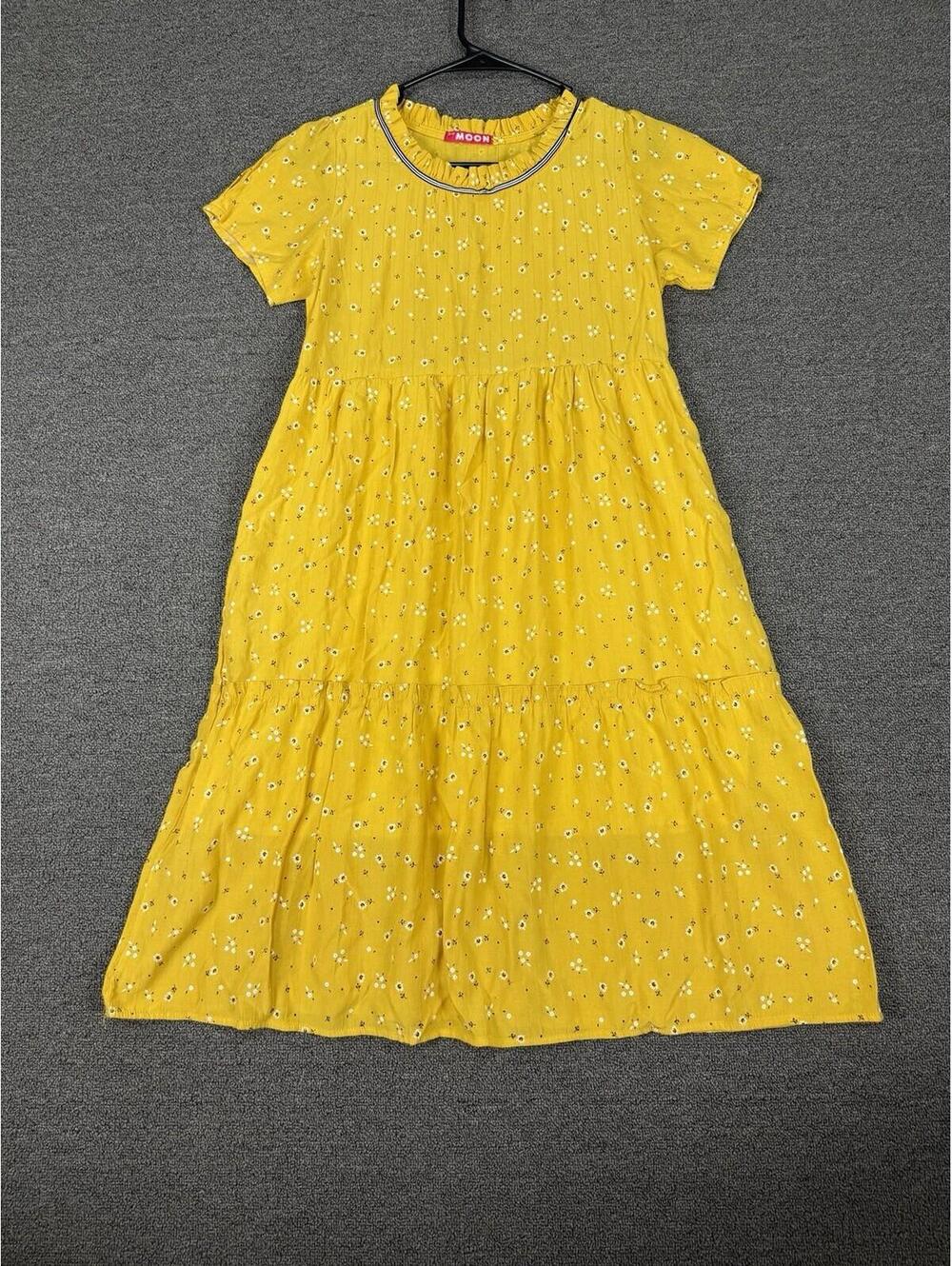 Moon Women’s Small Yellow Floral Print Dress Girly Coquette Romantic Brunch